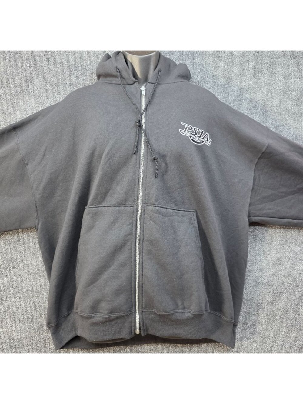Vintage Champion PSIA Ski Instructor Zip Hoodie XXL Black Athletic Whimsygoth